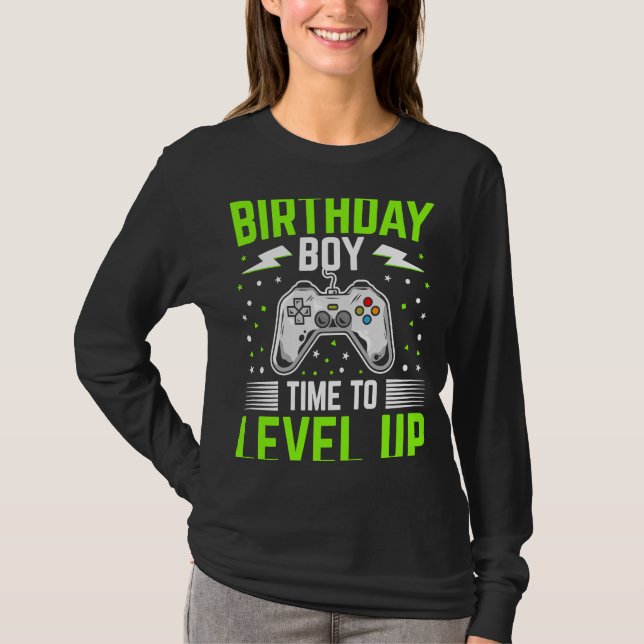 Camiseta Birthday Boy Time to Level Up Video game Controlad (Frente)
