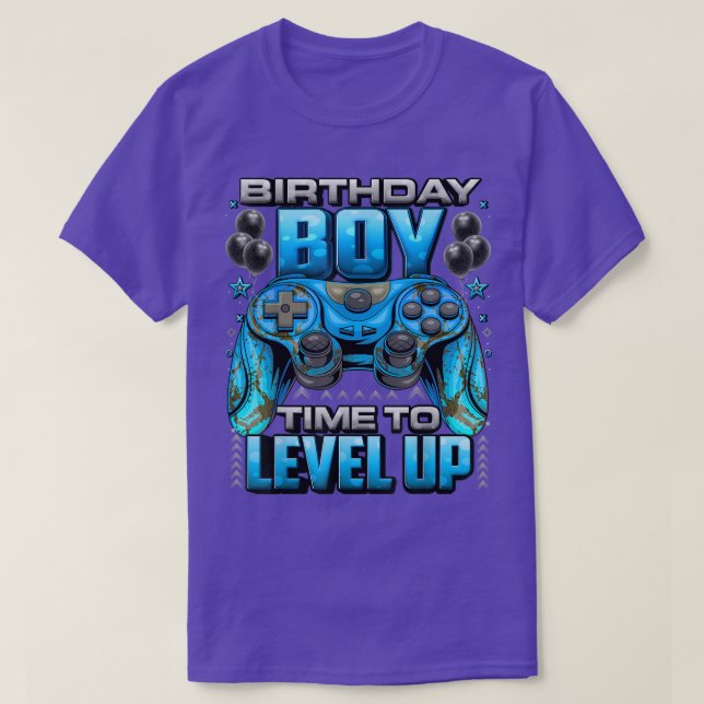 Camiseta Birthday Boy Time to Level Up Video Gamer Birthda (Frente do Design)
