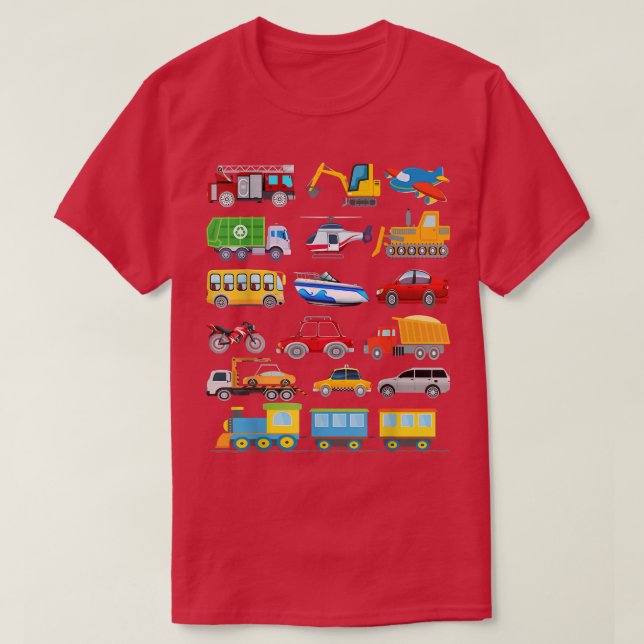 Camiseta Birthday Boy Train Car Fire Truck Airplane Bus,Exc (Frente do Design)