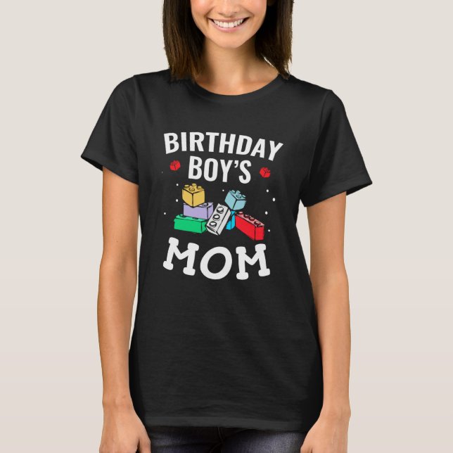 Camiseta Birthday Boy's Mom Building Blocks  3 (Frente)