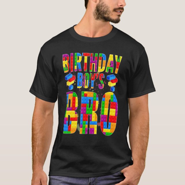 Camiseta Birthday Builder Building Block Bro Irmão Bir (Frente)
