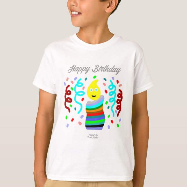 Camiseta Birthday Candle Greetings Boys Basic T-Shirt (Frente)