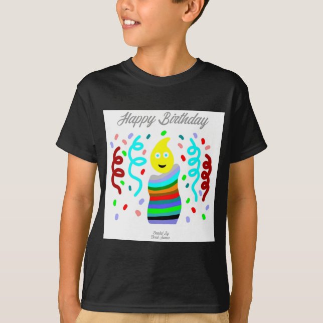 Camiseta Birthday Candle Greetings Boys Black T Shirt (Frente)