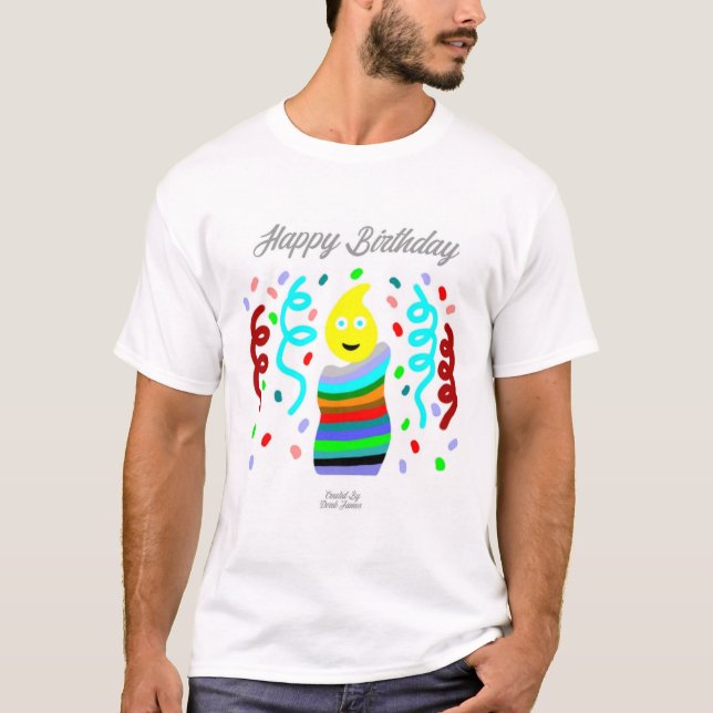Camiseta Birthday Candle Greetings Men's Basic T-Shirt (Frente)