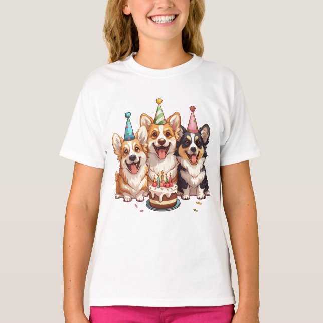 Camiseta Birthday Corgi Dogs (Frente)