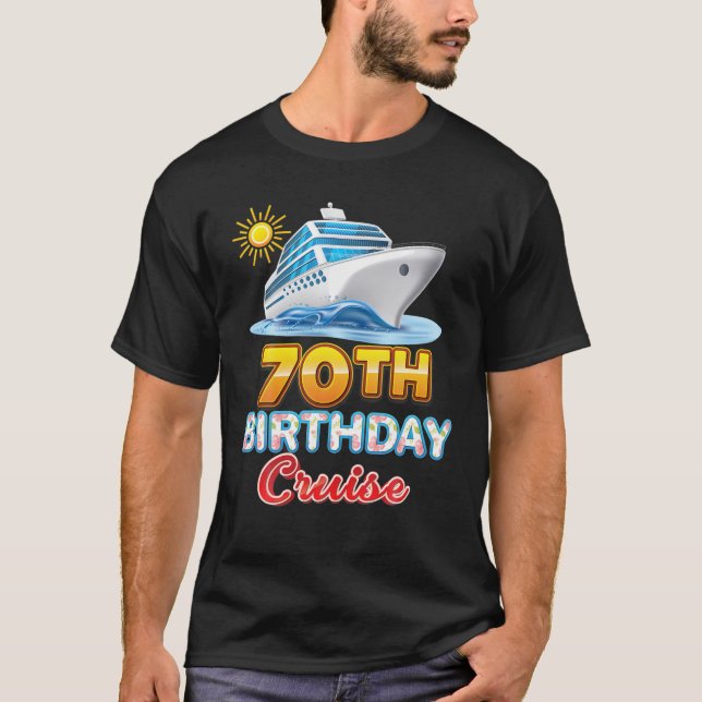 Camiseta Birthday Cruise, 70 Anos, Navio 70 De Va (Frente)