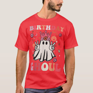 Camiseta Birthday Ghoul Floral Ghost Kid Girl Groovy Hallow