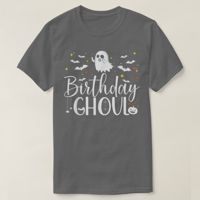 Camiseta Birthday Ghoul Halloween Meninas Mulheres Fab BOO  (Frente do Design)