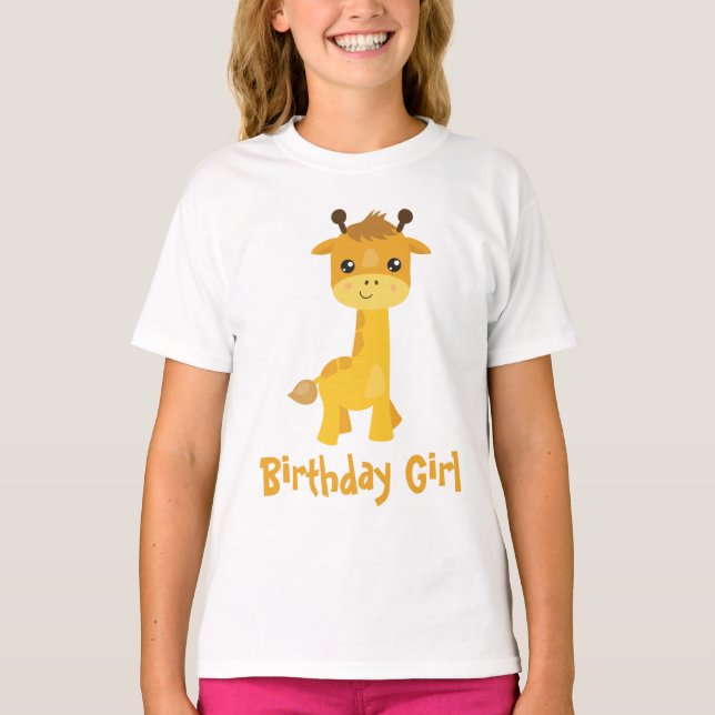 Camiseta Birthday Girl Giraffe (Frente)