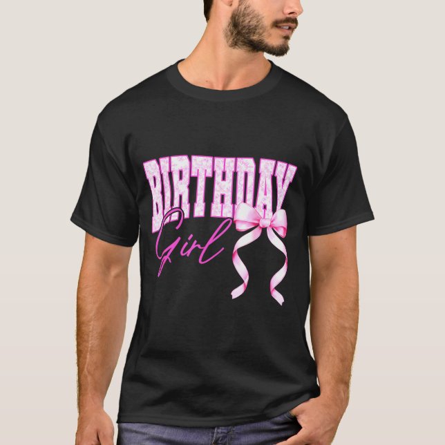 Camiseta Birthday Girl Nk Toile Coquette Bow Birthday Party (Frente)