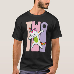 Camiseta Birthday Girl segundo aniversário Cute Rainbow Uni