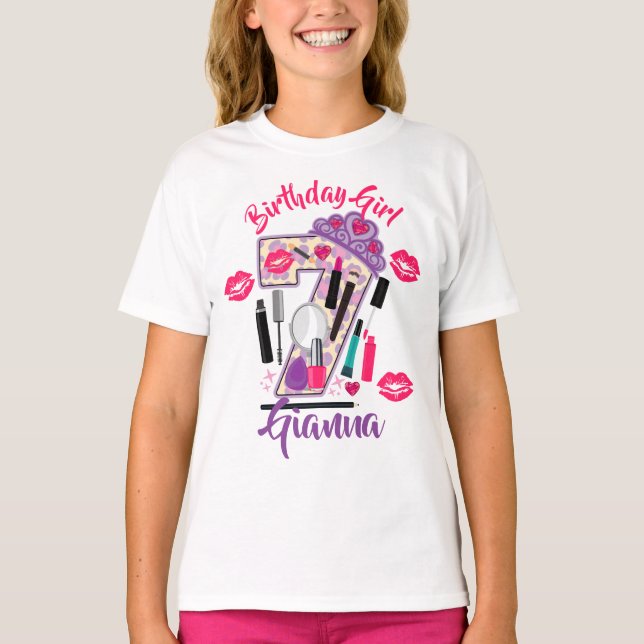 Camiseta Birthday Girl Seven 7 | Spa maquiagem | (Frente)