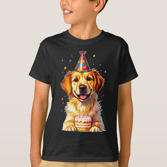 Camiseta Birthday Golden Retriever, Party Dog  (Frente)