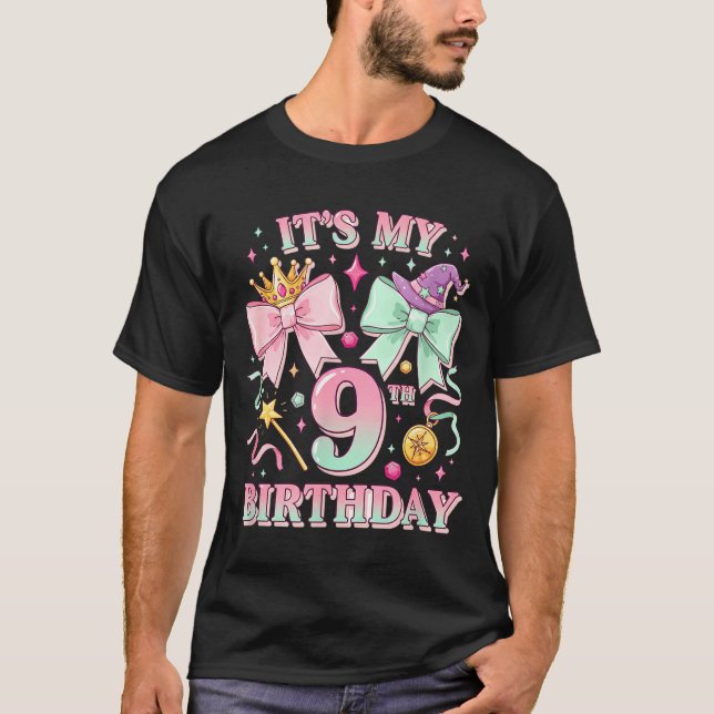 Camiseta Birthday It's My 9th Birthday Cute Magical Princes (Frente)
