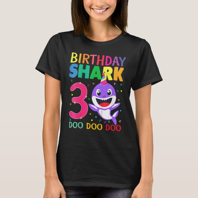 Camiseta Birthday Kids Shark 3 Year Old 3rd Birthday Matchi (Frente)