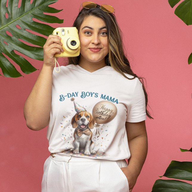 Camiseta Birthday Mama Beagle Dog Balloon Personalizado (Criador carregado)