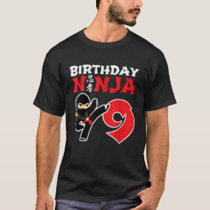 Camiseta Birthday Ninja, 9 Anos Festa de aniversário Ninja