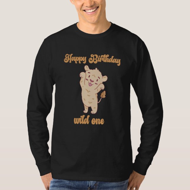 Camiseta Birthday One Wild Lion Animals Celebration Boy Gir (Frente)