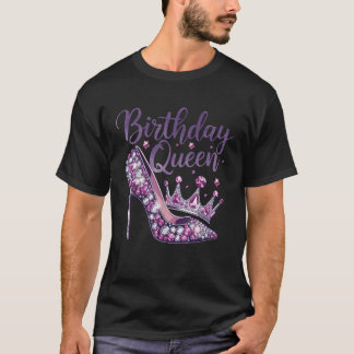 Camiseta Birthday Queen with Purple Diamond Crown for Women