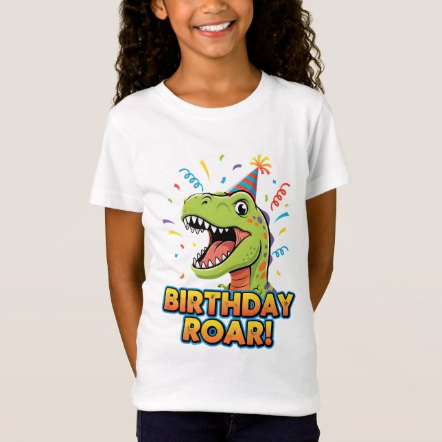 Camiseta Birthday Roar Cute Dinosaur Birthday Party Design (Frente)
