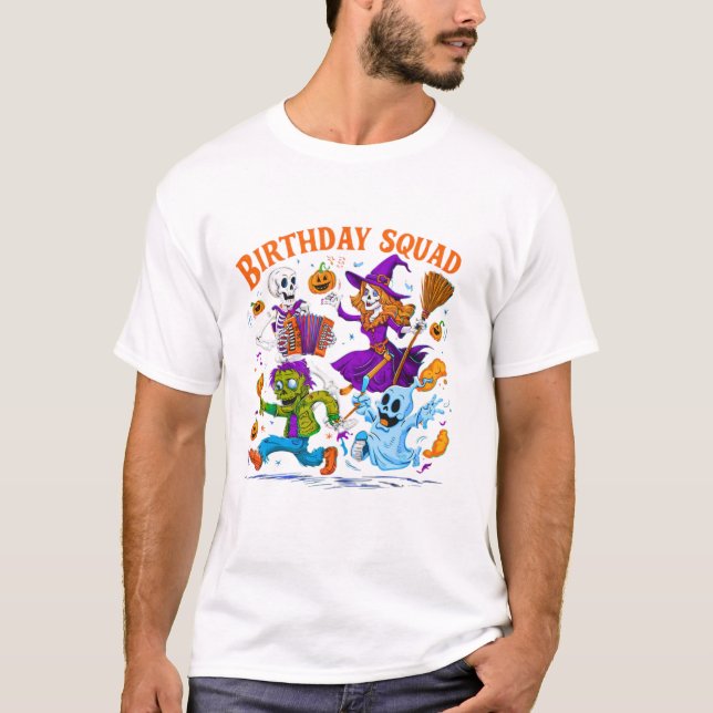 Camiseta Birthday Squad Funny Halloween (Frente)