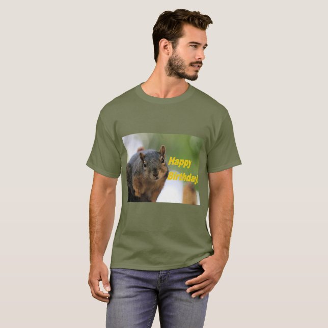 Camiseta Birthday Squirrel T-Shirt (Frente Completa)