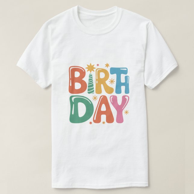 Camiseta Birthday Typography T-Shirt Design with Transparen (Frente do Design)