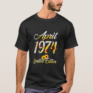 Camiseta Birthday Women Girl Sunflower abril de 1974