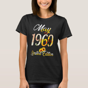 Camiseta Birthday Women Girl Sunflower maio 1969