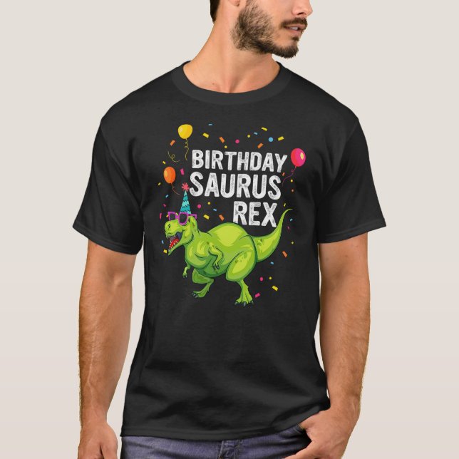 Camiseta Birthdaysaurus Boy Girl T Rex Dinosaur Family Matc (Frente)