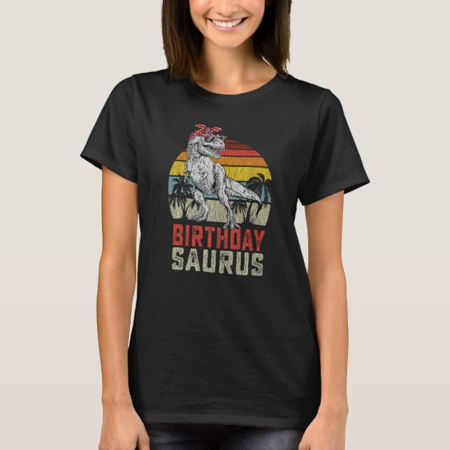 Camiseta Birthdaysaurus Rex Dinosaur Aniversário Família Su (Frente)