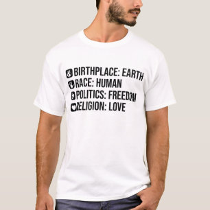 Camiseta Birthplace Earth Race A liberdade da política hum