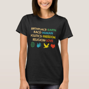 Camiseta Birthplace Earth Race Política Humana Liberdade