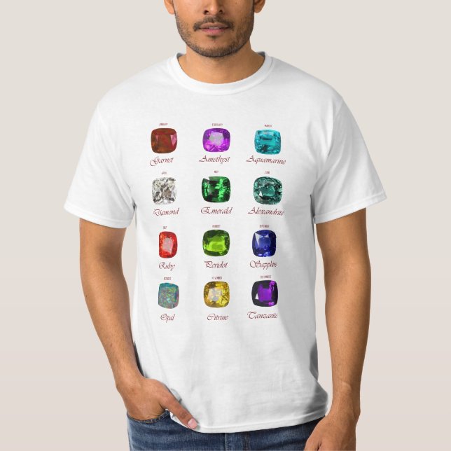 Camiseta Birthstone Chart Gemstone T-Shirt (Frente)