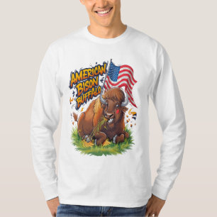 Camiseta Bisão com Bandeira dos EUA na Grama