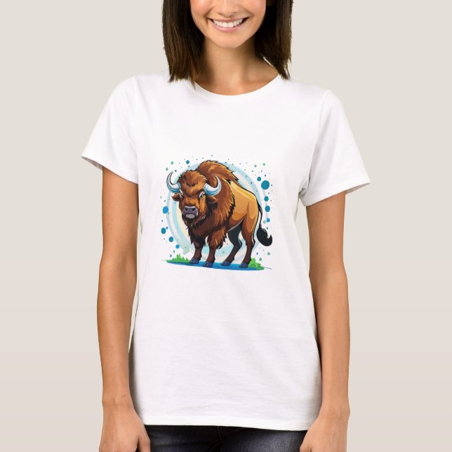 Camiseta bisão de chifre grande (Frente)