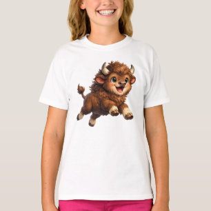 Camiseta Bisão Fofo com Olhos Grandes Cartoon Feliz da Vida