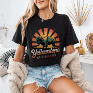 Camiseta Bisão Retro Vintage Yellowstone Parque Nacional 