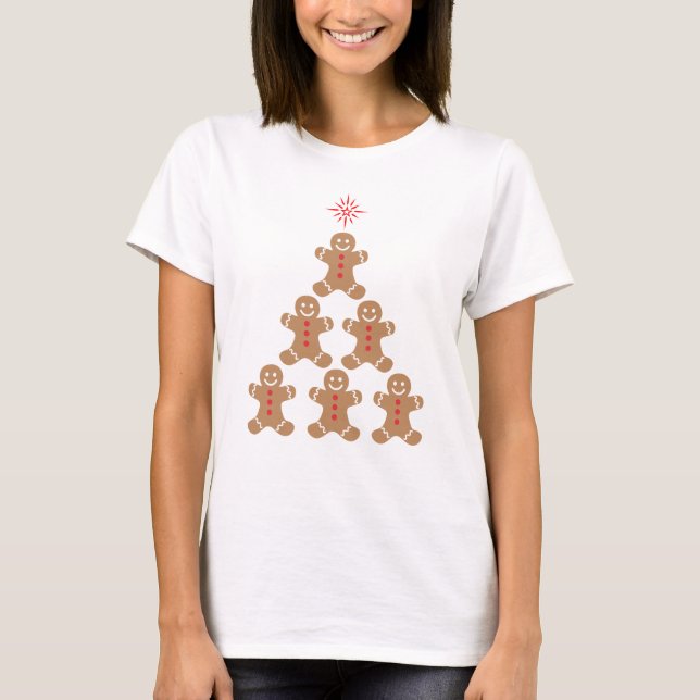 Camiseta Biscoito de gengibre em forma de árvore de Natal c (Frente)