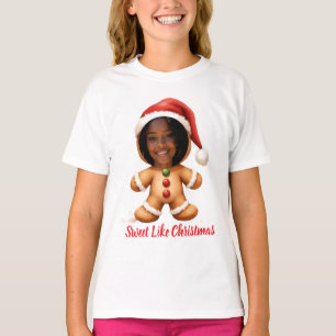 Camiseta Biscoito de Gengibre Engraçado Sua Foto Natal