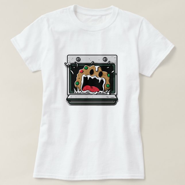 Camiseta Biscoito de Natal Engraçado Gritando da Assadeira (Frente do Design)