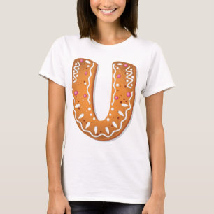 Camiseta Biscoito de Natal Letra U Monograma Feriado