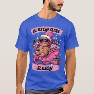 Camiseta Biscoito de Natal Rosa Trenó Menina Natal Meninas