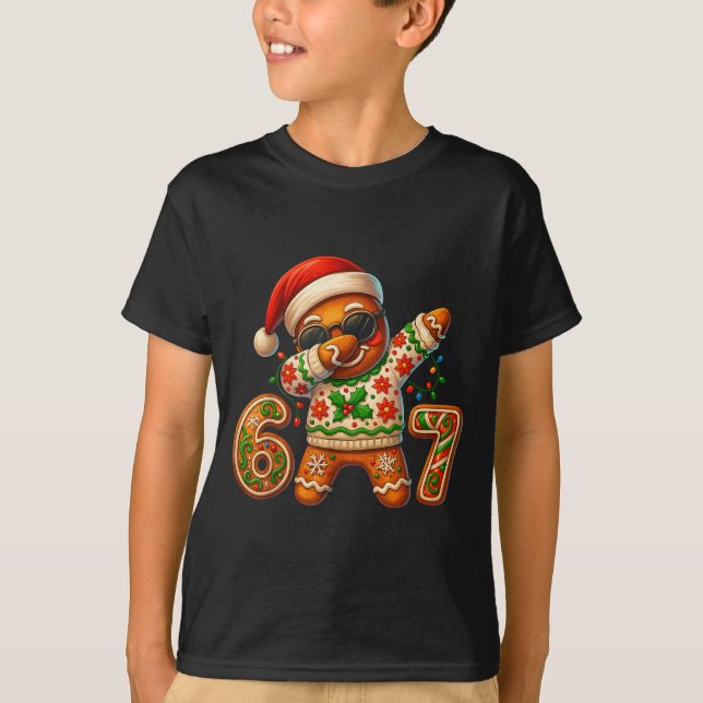 Camiseta Biscoito de Natal Six Seven 67 Meme Natal Gíria (Frente)