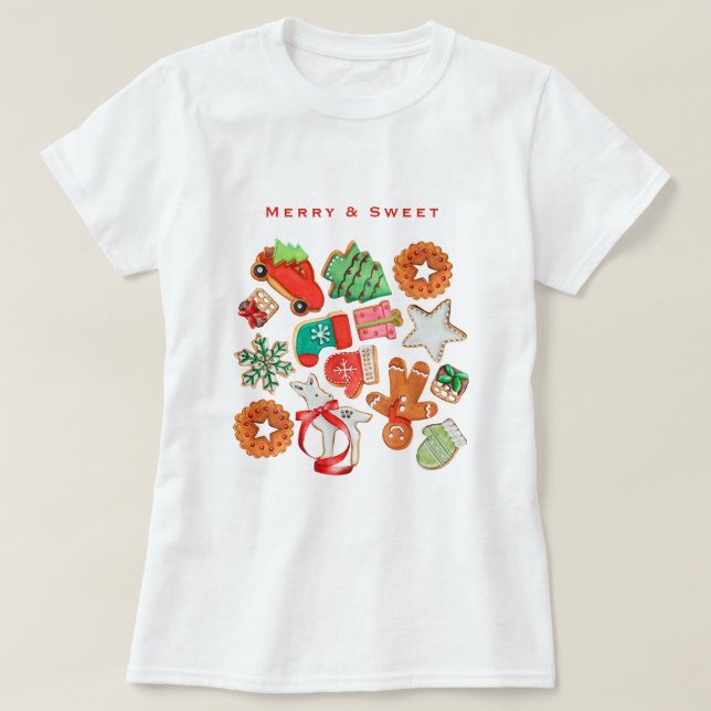 Camiseta Biscoito de Pão de Natal Personalizável (Frente do Design)