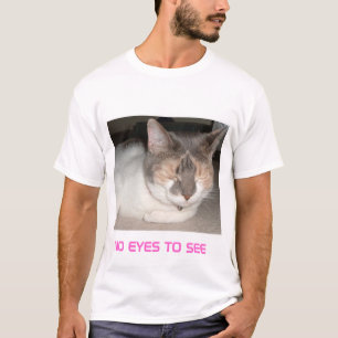 Camiseta Biscoito o gato! Nenhuns olhos a ver! BONITO SUPER