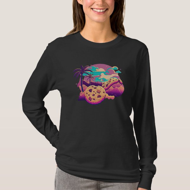 Camiseta Biscoitos com Estética de Synthwave dos Anos 80 Gl (Frente)