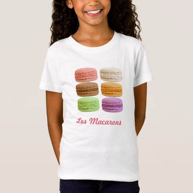 Camiseta Biscoitos de Macaron - pastels muti-coloridos (Frente)