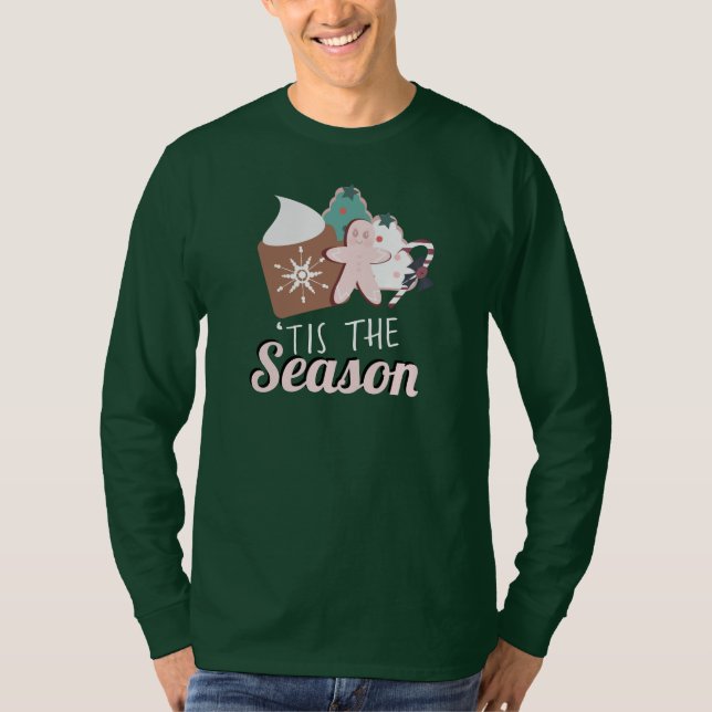 Camiseta Biscoitos de Natal É a Temporada Chocolate Quente  (Frente)