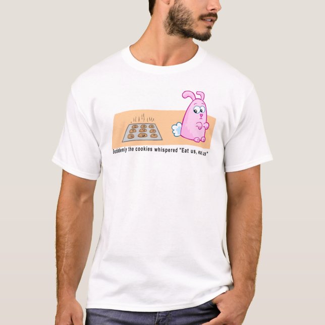 Camiseta Biscoitos e coelho cor-de-rosa (Frente)